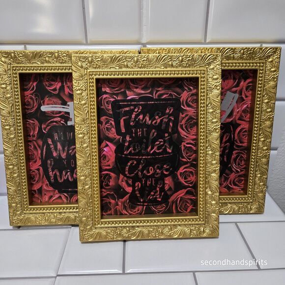Bathroom Powder Room Wall Art Subtle Messages Hang Or Sit Handmade - Picture 1 of 6